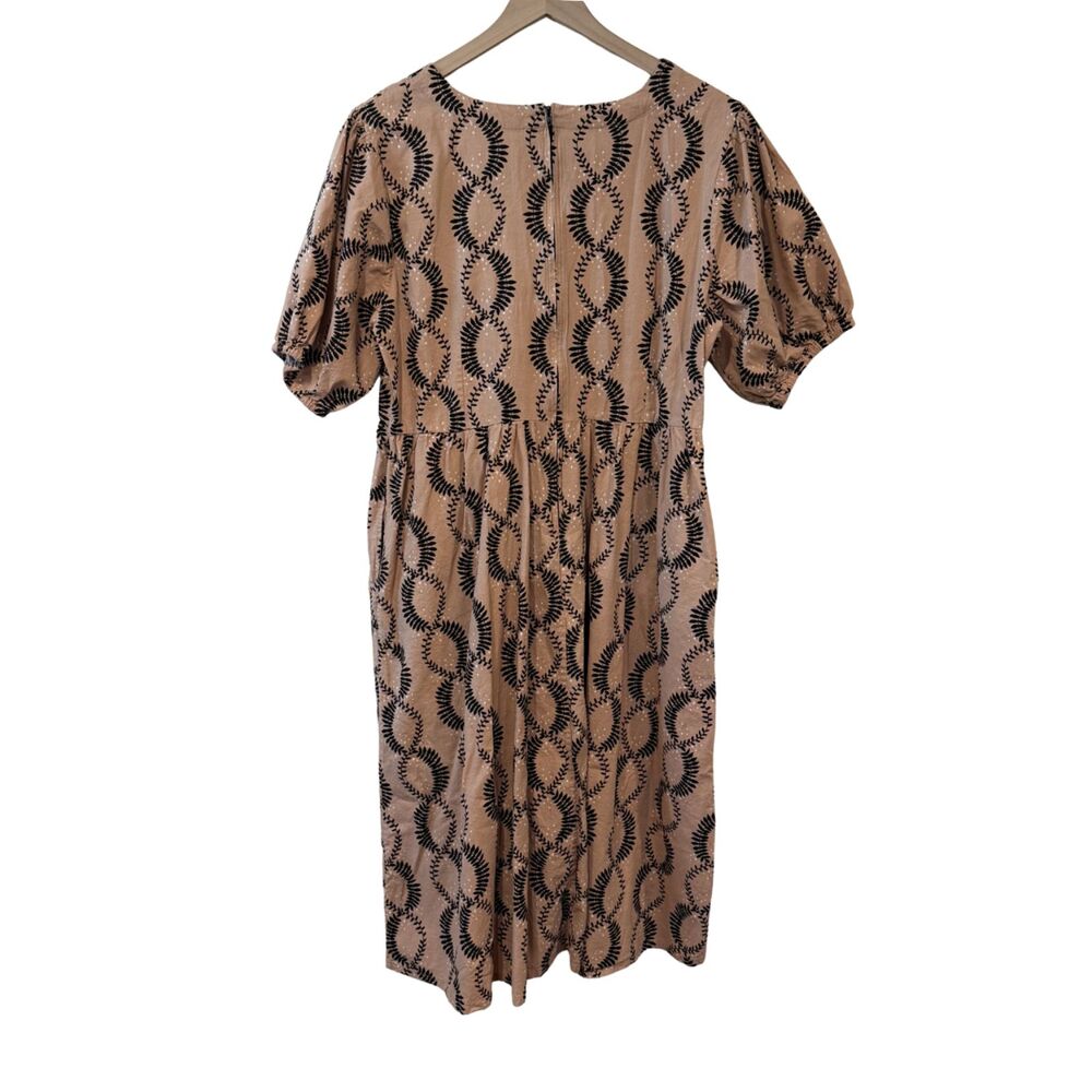 Mata Traders Pink Black Cotton Short Puff Sleeve Midi Babydoll Dress Size XL - Picture 2 of 5